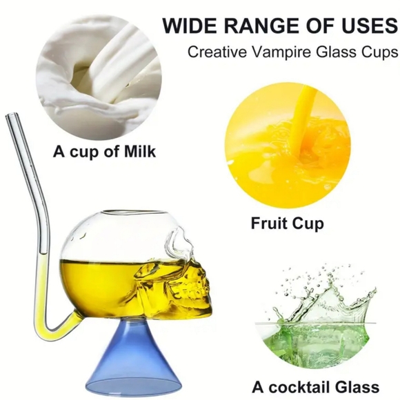 Vampire Skull Straw Glass - Picture 4 of 9